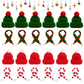 Pack of 40 Mini Christmas Hats and Scarf Set, Small Christmas Hats, Hats for Worries, Mini Hats for Crafts, Table Decoration, Snowman, Decoration, Gift, Decoration, Party