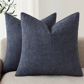 Foindtower - Juego de 2 fundas de almohada decorativas de lino a cuadros neutro, estilo clásico, decoración moderna bohemia para el hogar, sofá, silla, recámara, sala de estar al aire última