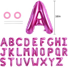 TONIFUL Pack of 52 16 Inch Rose Red Letter A-Z Balloons Pink Custom Phrase Mylar Foil Alphabet Create Your Own Banner for Birthday Anniversary Celebration Graduation Party Supplies