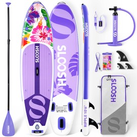 SLOOSH Inflatable Stand Up Paddle Board, 10'6" Paddle Boards with Premium Accessories, Non-Slip EVA Deck, Ultra-Light Carry Bag Pump, Ripple SUP for Youth & Adults of All Skill Levels, Bright Burst