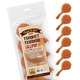 Gootoe Turkey Tendon Dog Treats – 100% USA-Sourced, Natural Snack, Premium Training Chews, Hypoallergenic, Reseal Value Bags, Size for Small Dogs, Lollipop (Small) 6 Unit/Pack