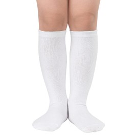 Zando Soccer Socks Kids 8-10 Boys White Soccer Socks Youth Softball Football Basketball Socks White Knee High Socks Girls Soft Cotton Long Tube Socks Breathable Sports Soccer Socks Youth Boys 8-12