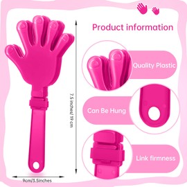 ZCYSRLQIN 12 Pcs Hot Pink Hand Clappers 7.5 Inch Clappers Noisemakers Noise Makers Party Favors Plastic Party Clapper for Sporting Events Cheers Ball Dance Basketball Football Noisemakers（Hot Pink）