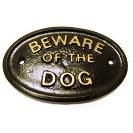 "BEWARE OF THE DOG" WALL/GATE PLAQUE BLACK - KEEP UNWANTED PEOPLE AWAY