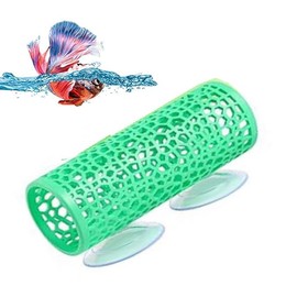 Liahelianx Hollow Betta Fish Cave Tunnel with Suction Cups - Stress Relief Aquarium Accessories for Shy Species,Small Hole Design,Nano Tank Hideout & Decorations (Green)