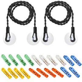 2 Pcs Travel Washing Line, Portable Washing Line, Camping Clothes Line, Extendable Travel Laundry Line With 20 Clips, For Camping Travel Clothes Laundry Drying Outdoor (Black)