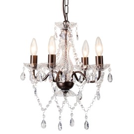 Mini Acrylic Crystal Chandelier Classic Bronze Chandelier Lighting 4 Lights Candle Style Chandelier for Living Room
