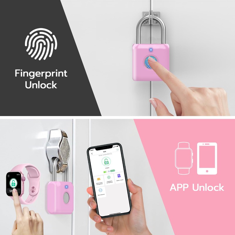 Fingerprint Padlock eLinkSmart Gym Locker Lock for Girls Women with