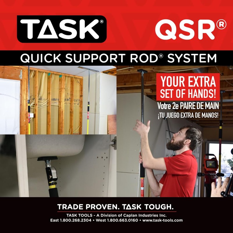 Task T74490 81" to 159" Quick Support Rod, Adjustable Support