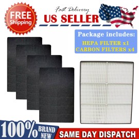 Fit Whirlpool HEPA Filter + 4 Carbon Pre-Filters for Whirlpool Whispure 1183054K 8171434K