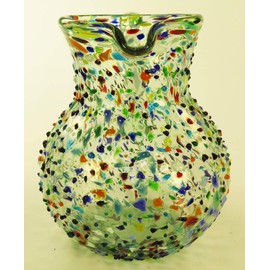 Mexican Glass Pebble Confetti Pitcher and Tumblers, set of 5