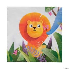 Fun Express 6 1/2" Zoo Animal Party Disposable Paper Luncheon Napkins - 16 Count