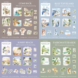 120 Pieces Scrapbooking Stickers Accessory Set Aesthetic Stickers People & Landscape Bullet Journal Accessories for Scrapbook for Scrapbooking, Diaries, Envelopes (Travel Diary)