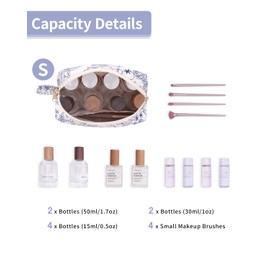 Small Makeup Bag for Purse Travel Makeup Pouch Mini Cosmetic Bag Zipper Pouch for Women(Navy Blue Flower, Small)