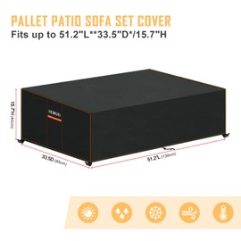 HEIMUNI Pallet Sofa Cover, Waterproof, Cover for Pallet Bench, Pallet Couch Protective Cover, Tarpaulin for Garden Bench, Windproof, UV-Resistant Lounge Sofa Cover, 130 x 85 x 40 cm