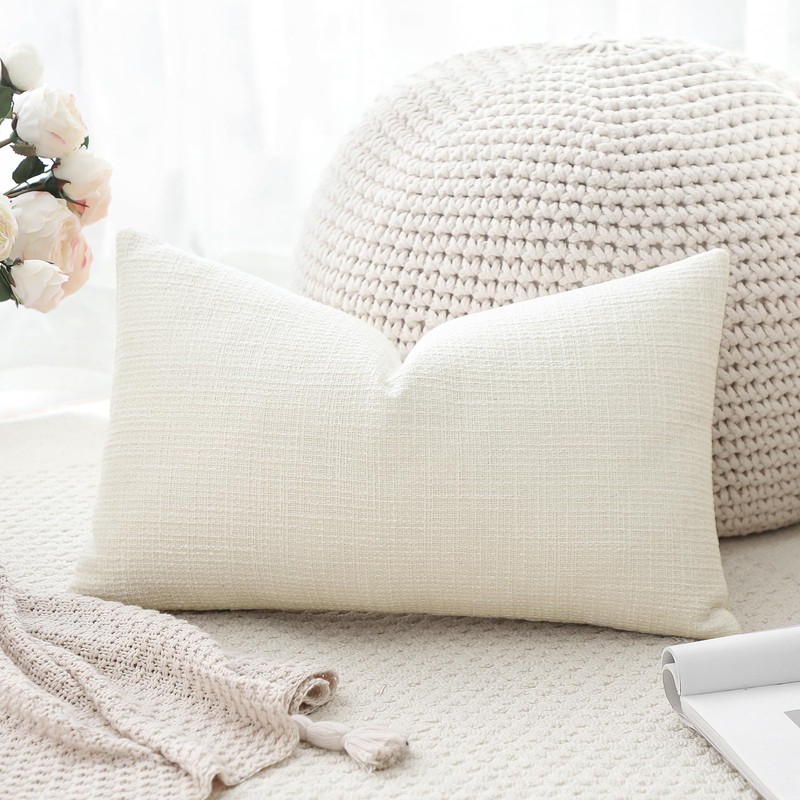 Artscope Linen Cushion Covers Set of 1 Decorative Lumbar Pillowcase