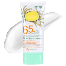 Rice Sunscreen SPF 65, Water Resistant Face Sunscreen PA+++, SPF Face Suncream with UVA/UVB Protection, SPF Moisturiser with Natural Organic 30% Rice, Non-Greasy Sun Lotion, Even Skin Tone, 60ml