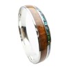 316L Stainless Steel Comfort Fit Natural Koa Wood And Abalone