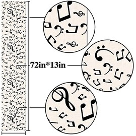 Nepnuser - Camino de mesa de lino con notas musicales, eventos musicales, fiestas de cumpleaños, decoración de boda, casa de campo, comedor, cocina, mesa (13 x 72 pulgadas)