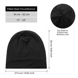 Gorro de dormir de satén de seda para hombre, 4 piezas, gorro de dormir de noche, regalo para novio, marido y papá, Negro -, Talla única