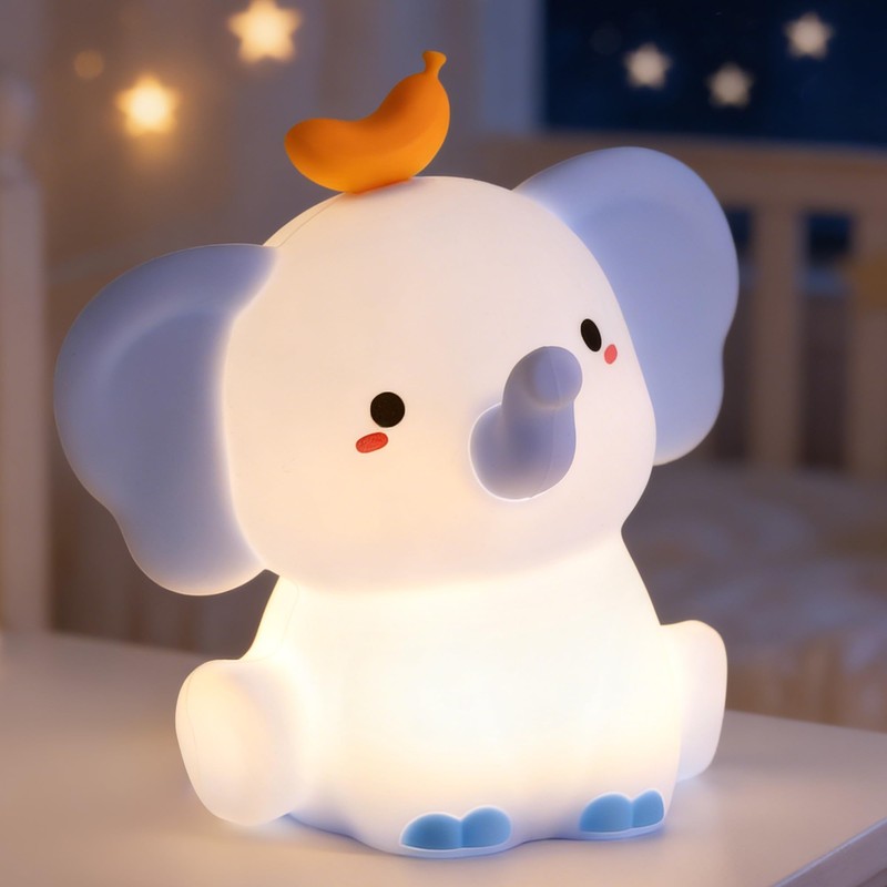 Attivolife Elephant Night Light, Cute Elephant Squishy Silicone Touch Lamp,
