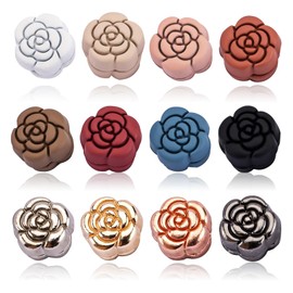 12 Paar Hijab Magneten, Blumen Magnetischer Hijab Clip, magnetische kleidungsclips, magnetknöpfe ohne nähen, magnetische Knöpfe ohne Nadeln für muslimische Schals, Kleider, Strickjacken