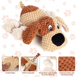 DULZILUZID Dog Toy, Plush Squeaky and Crinkle Dog Toy, Perfect for Interactive Play, Suitable for Small to Medium Dogs(Beige)