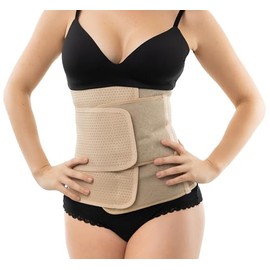 Faja Postparto y Post Cesárea Triple Ajuste | Faja Moldeadora para Mujer para Abdomen, Cintura y Pelvis con Compresión y Soporte para Recuperación Fajas Galess (Beige, L-XL)