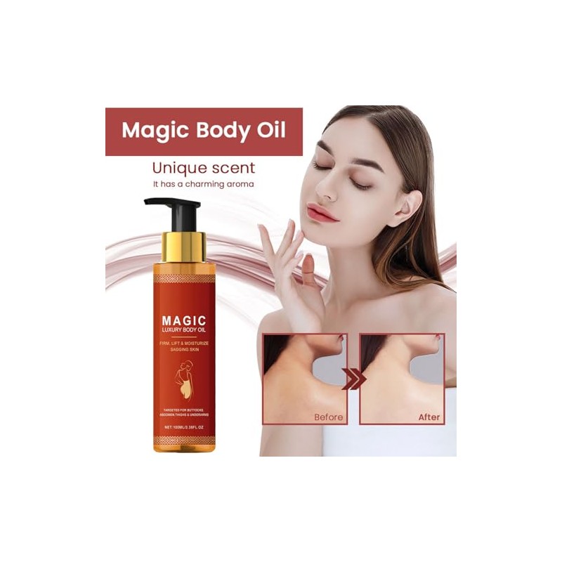 Magic-Körperöl,mit 99% Natürlichen Inhaltsstoffen,Hautstraffendes Körperöl,Oil Beauty,für trockene,Linien,Durchhängen Haut,Pflegeöl(200 ml)