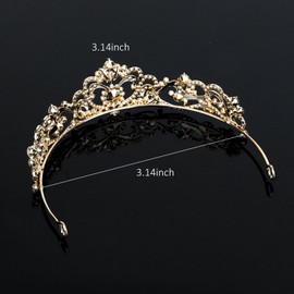 Amariver Gold Wedding Crown Crystal Tiara for Women Queen Crowns Princess Headband Rhinestones Gold Tiaras for Bride Sparkle Hair Accessories for Birthday Prom Pageant Party