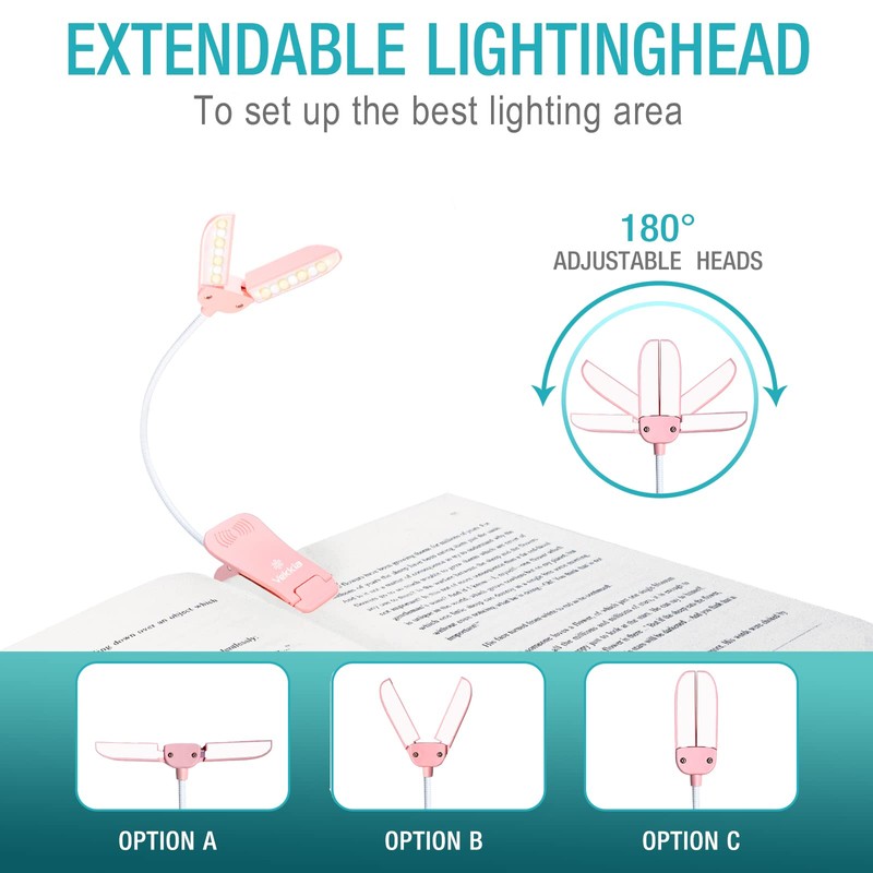 Vekkia 14 LED Rechargeable Book Light for Reading at Night,