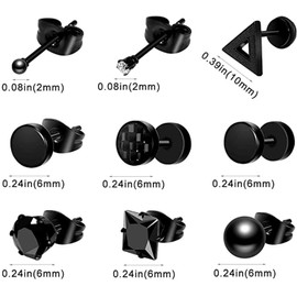 15 Pairs Earrings for Men - Dainty Stainless Steel Stud Earrings Black Helix Earrings Set for Men Women Jewelry Piercing Hoop Earrings Kit