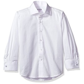 Isaac Mizrahi Big Boy's French Cuff Cotton Shirt, White, 14