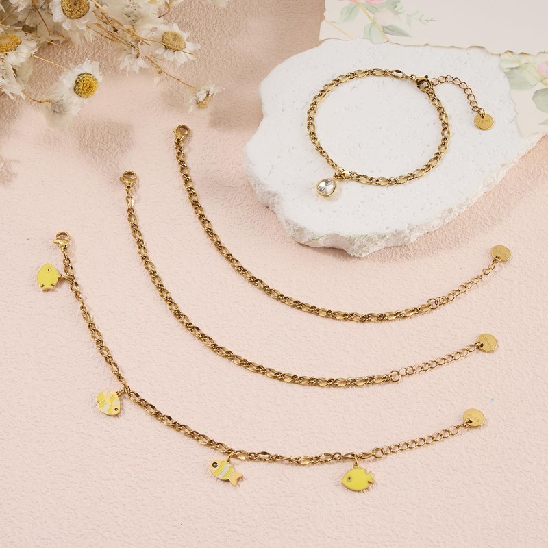 UMAOKANG 10PCS Lip Chains Bracelet for Jewelry Making Gold Plated
