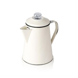 GSI Outdoors Mesa Enamelware 8-Cup Coffee Pot - Cream with Speckled Enamel Finish, Dishwasher Safe, Cream