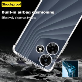 USTIYA Funda para Infinix Hot 30 Case Uso Rudo Bumper Shock-Absorción TPU Transparente Protector Cámara Carcasa con Cuatro Esquinas Espesamiento