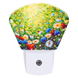 AKKAVNIA Night Light Floral Painting Landscape Plug-in LED Dusk-to-Dawn Sensor Soft Night Lamp,Suitable for Home Bedroom Bathroom Hallway Stairs