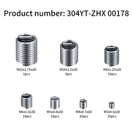 60 Pcs Self-Tapping Thread Inserts, Helicoil Thread Repair Insert, Thread Repair Kit, M3 M4 M5 M6 M8 M10 M12 Internal Thread Set for Metal Plastic Processing Industry