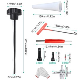 Taipintee 21 Stück Reifenventil Werkzeug Set, Metall und Kunststoff, Inklusive Vorbauabzieher, Hakenwerkzeug, Hilfswerkzeug und Handschuhe, für Auto, LKW, Motorrad (Schwarz und Rot)