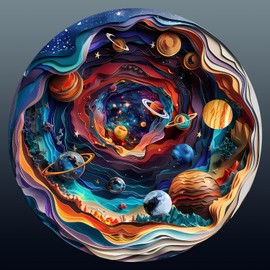 Wooden Puzzle for Adults-Wooden Puzzle Unique Shape Advanced 3D Universe Wooden Jigsaw Puzzle for Adults and Kids,Best Gift,Wood Puzzles,Challenge Wooden Jigsaw Puzzle (M-11.4 * 11.4in-200pcs)