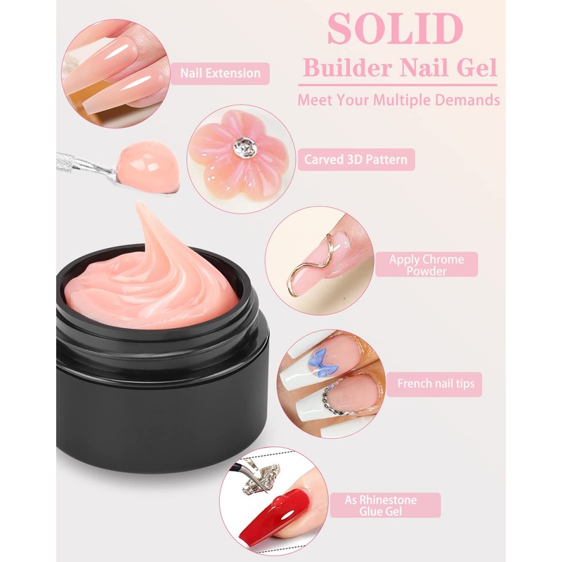 LOUINSTIC Solid Builder Gel for Nails Non-sticky, Builder Gel Nail