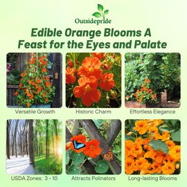 Outsidepride Double Gleam Orange Nasturtium Seeds - 200 Pcs Annual, Easy to Grow & Versatile, Flower Seeds for Planting Vibrant Blooms, Ideal for Gardens, Borders, and Pollinator Gardens