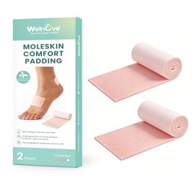 Welnove Moleskin Tape - Moleskin Padding Roll & Plasters for Feet to Reduce Friction and Pain, Ideal for Blisters Prevention, Bunions, Calluses and Foot Pain, Hiking-Essential - 7 * 40cm(2 Sheets)