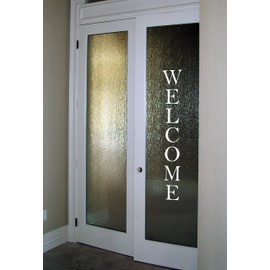 Welcome Vinyl Decal - Vertical - Home Decor - 3.75w x 25h inches - Die Cut Sticker - Silver