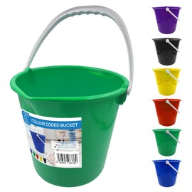 Colour Coded Plastic Bucket with Handle, 2 Gallon (10L) Household Heavy Duty Bucket with Spout and Easy-Grip Handle, Multipurpose Large Bucket for Cleaning, Bath, and Gardening (Green)
