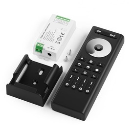 SEZO 2.4G RF Single Color Controller Kit C01RF Controller & RC01RFB 4-Zone Wireless Remote Control Group Control Brightness Adjustable for FCOB 3528 Single Color LED Strip
