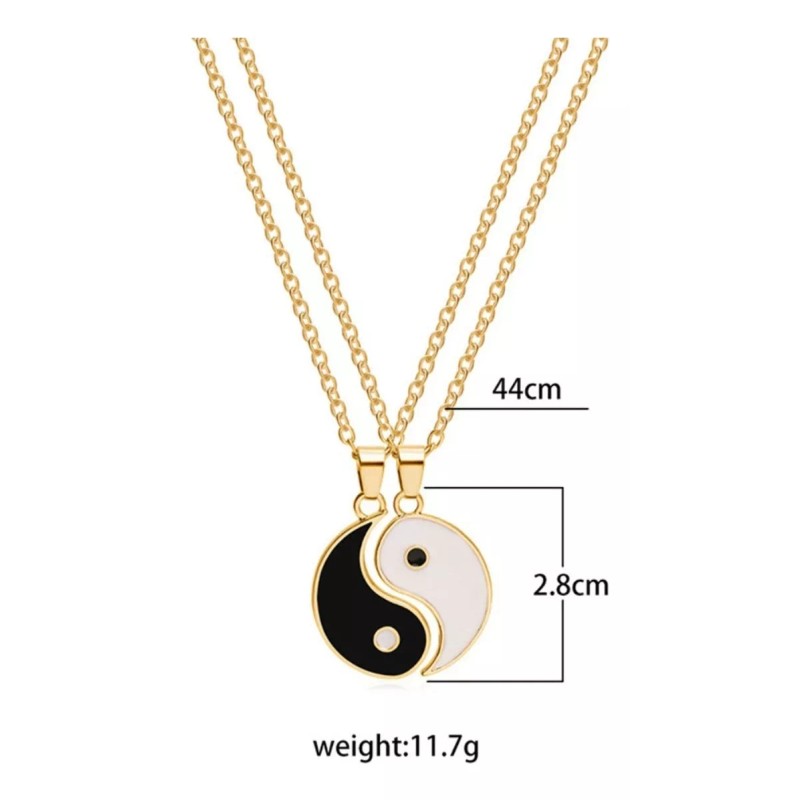 Veraly Collar Pareja Yin Yang Amigos Calidad Acero Inoxcidable Color
