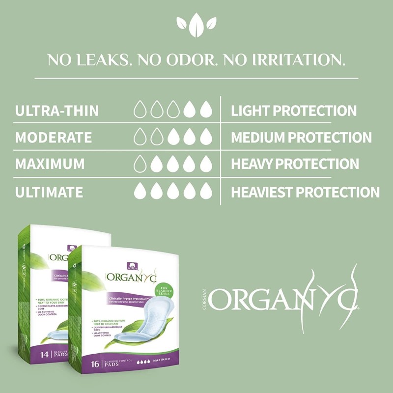 Organyc Organic Cotton Pads for Bladder Leaks Ultra Absorbent 20