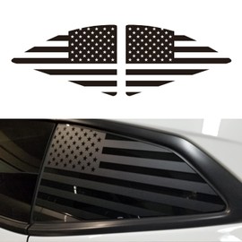 CONGCONG for Chevy Camaro American Flag Decal Rear Side Window Decal Compatible with Chevy Camaro 2010-2015, Matte Black American Flag Sticker(2 Pieces) (10-15)