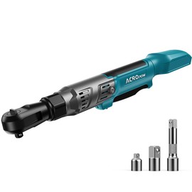 ACROPOW 3/8" Cordless Ratchet Wrench, Compatible with Makita 18V Battery, 74Ft-Lbs Brushless Motor Electric Ratchet with Variable Speed, 1/2" & 1/4" Adapters, 3" Extension Bar (Tool Only)